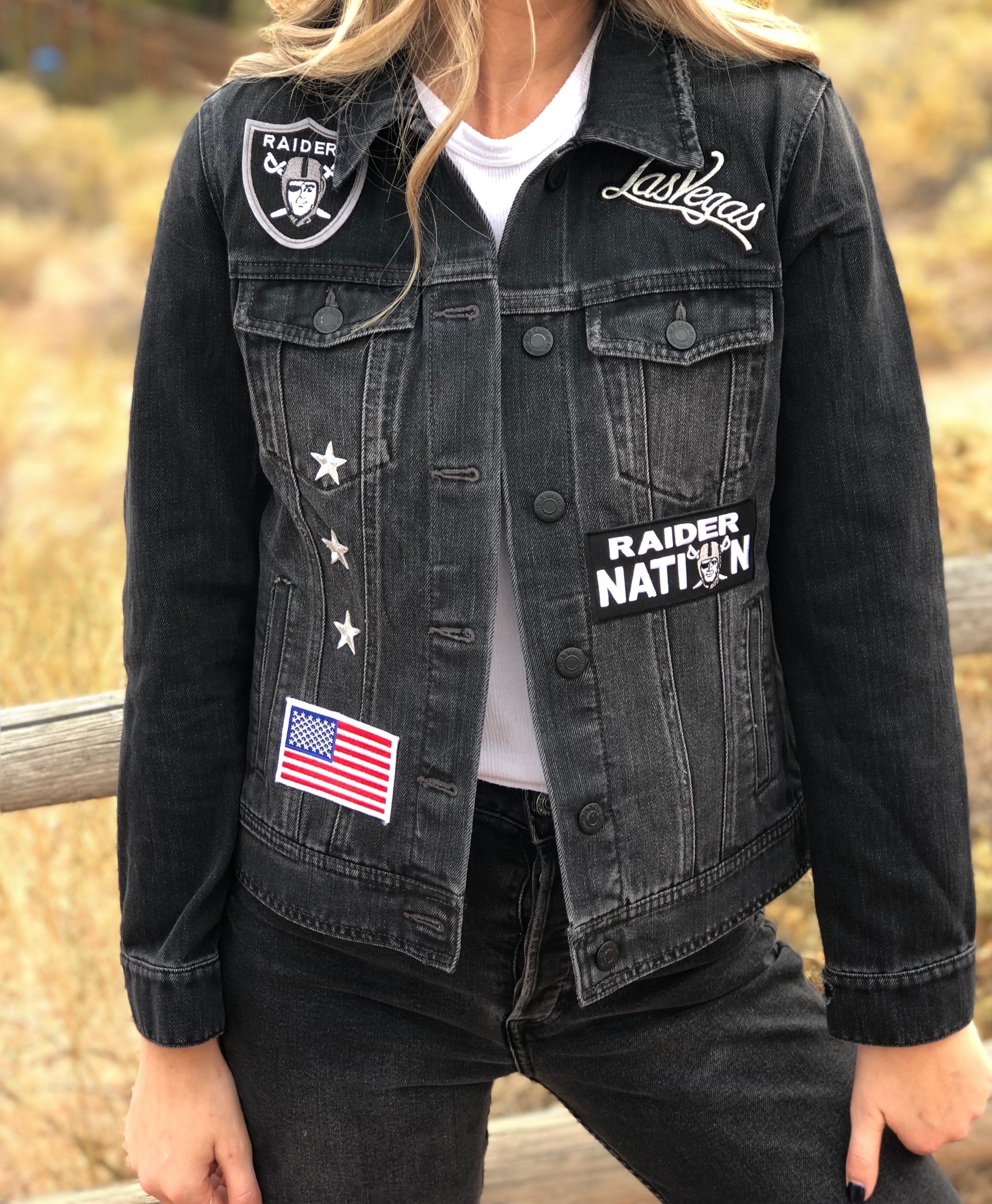 raiders jean jacket