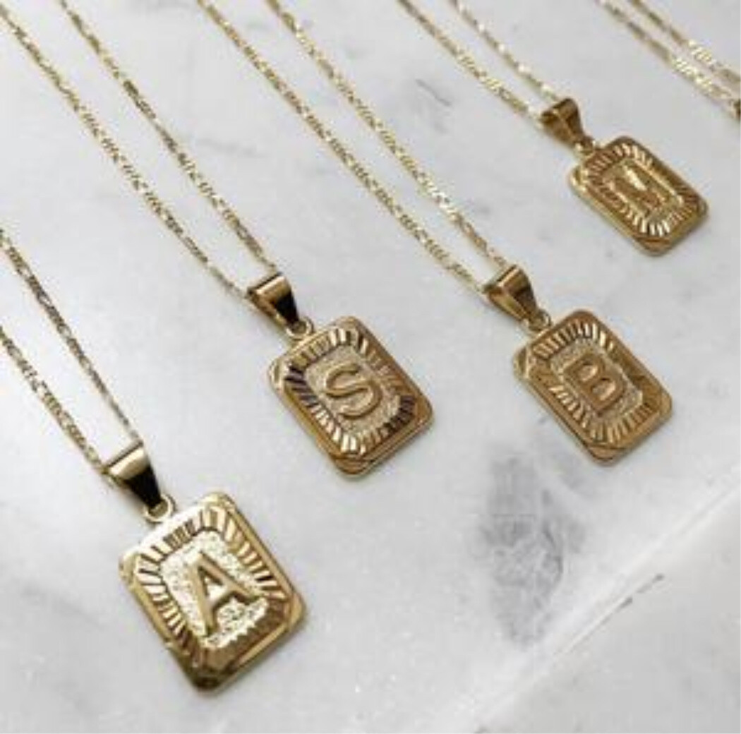 Bracha Initial Card Necklace