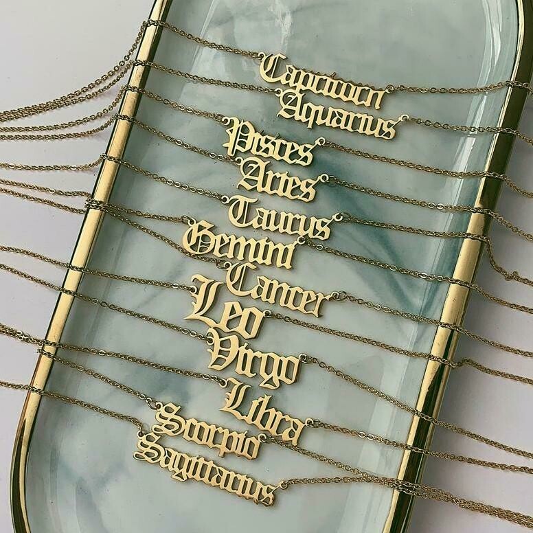 Old English Zodiac Necklace