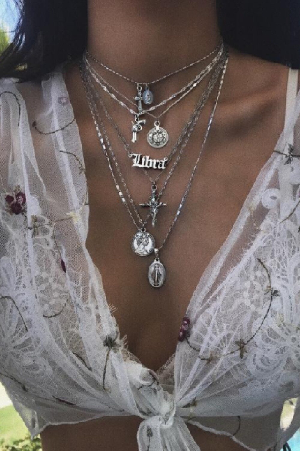 Old English Silver Zodiac Necklace