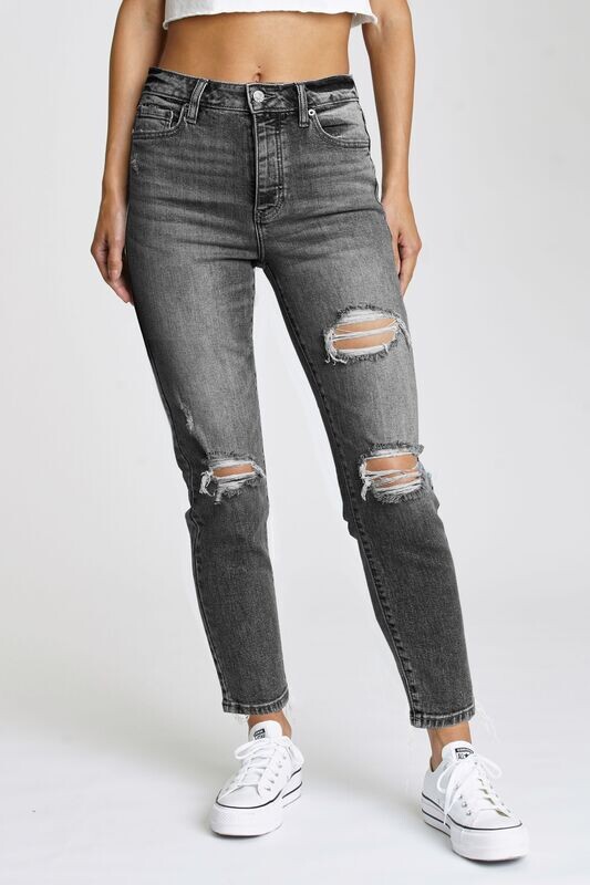 High Rise Mom Jean in Blackout