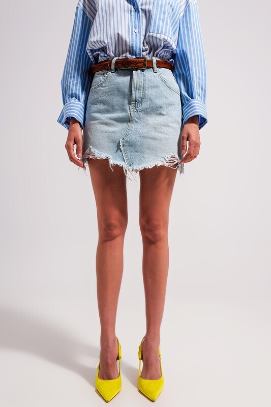 Raw Hem Denim Skirt
