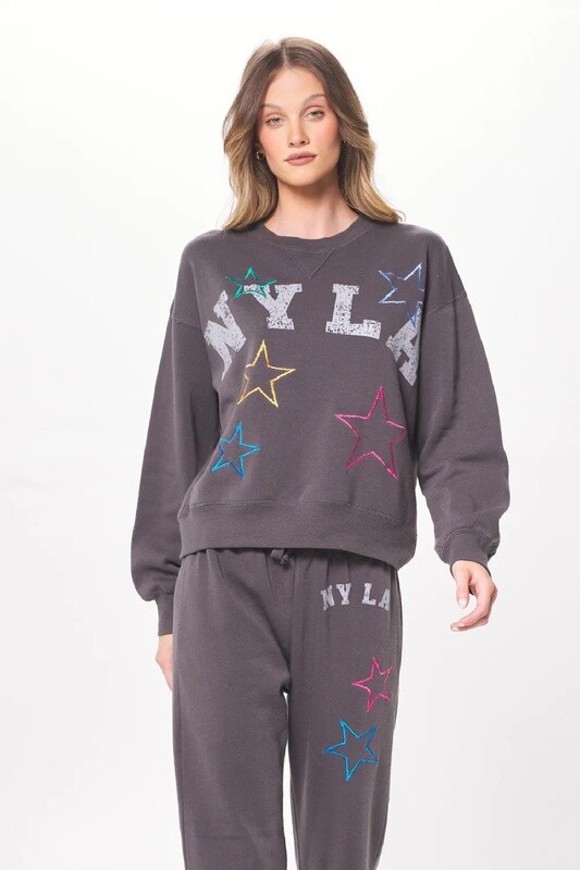 NY/LA Star Embroidered Sweatshirt