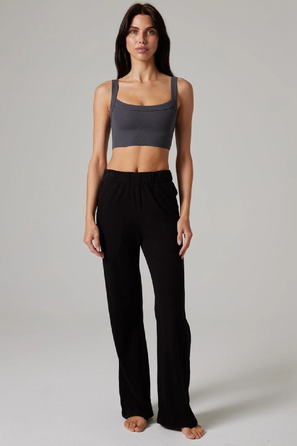 Raw Hem Scoop Rib Crop Tank