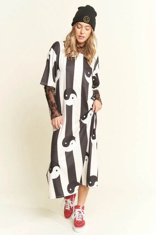 Yin Yang Stripe Midi Dress