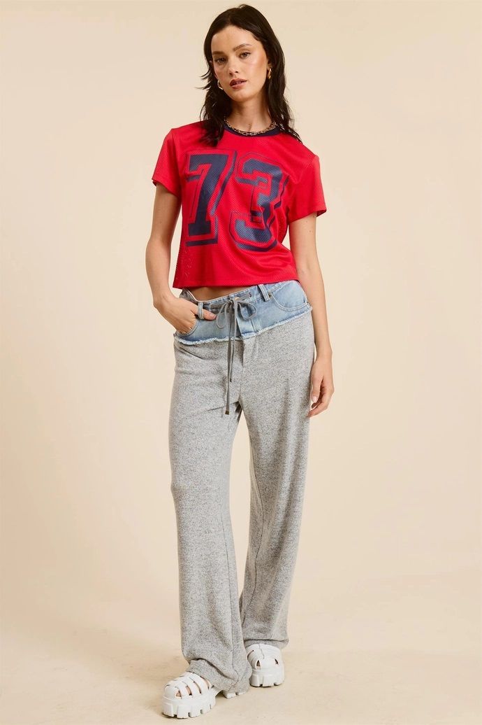 Mixed Feeling Denim Band Sweats