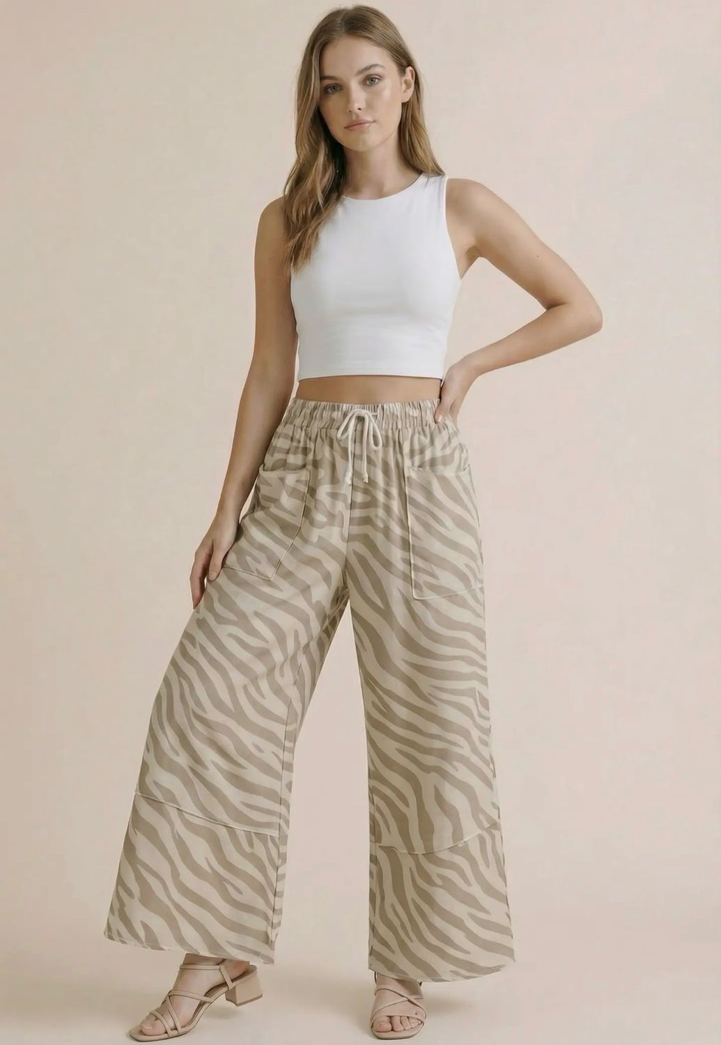 Zebra Print Wide Leg Pant
