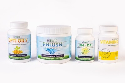 The 4 units - Phlush, Opti oils, Vitamin C and D