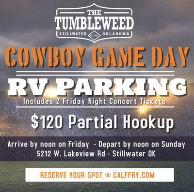 Cowboy Game Day RV Parking (PARTIAL HOOKUP) Oklahoma State Vs. Iowa State November 12, 2022