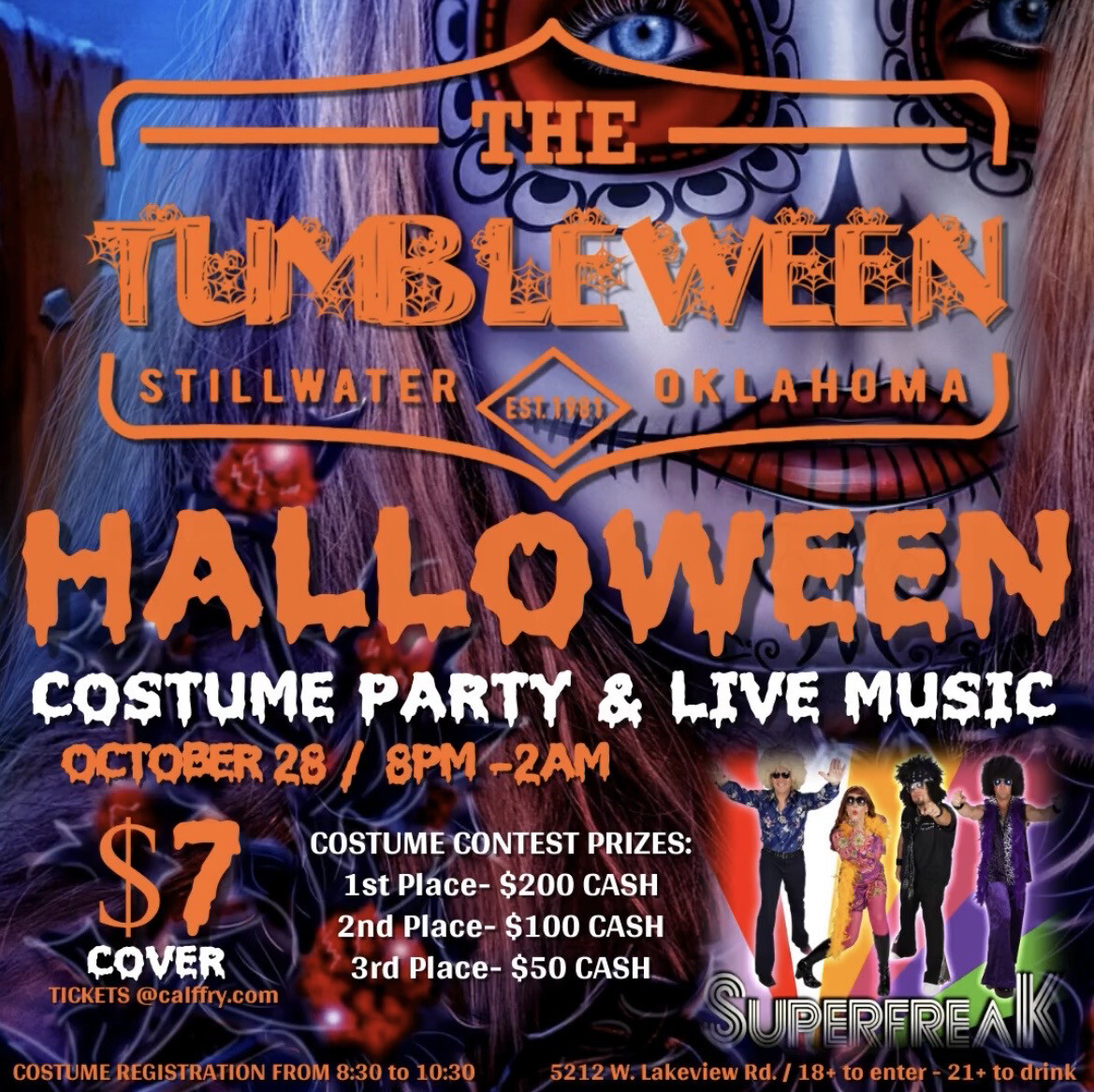 Halloween Party & Costume Contest With SUPERFREAK! Friday October 28