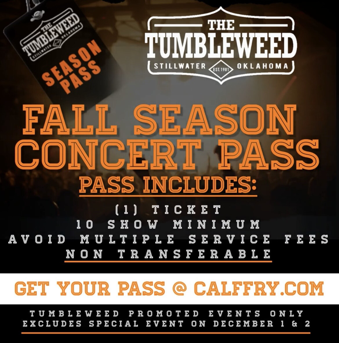 Tumbleweed Fall 2023 Concert Season Pass