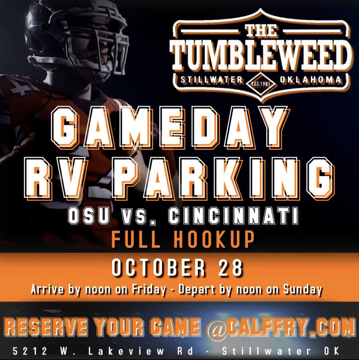Cowboy Game Day RV Parking (FULL HOOKUP) Oklahoma State Vs. Cincinnati October 28, 2023