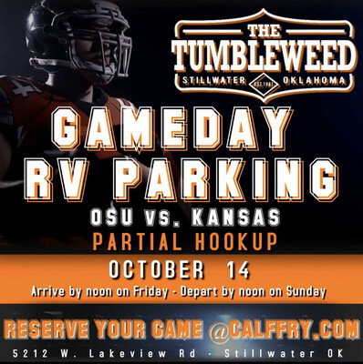 Cowboy Game Day RV Parking (PARTIAL HOOKUP) Oklahoma State Vs. Kansas October 14, 2023