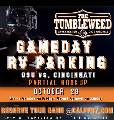 Cowboy Game Day RV Parking (PARTIAL HOOKUP) Oklahoma State Vs. Cincinnati October 28, 2023