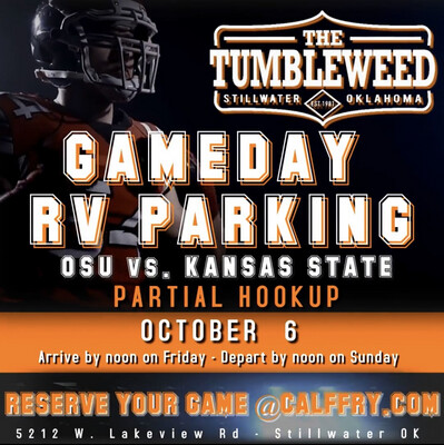 Cowboy Game Day RV Parking (PARTIAL HOOKUP) Oklahoma State Vs. Kansas State October 6, 2023