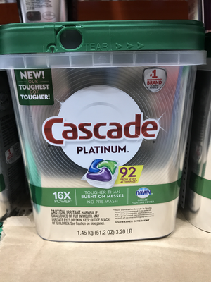 Cascade Platinum ActionPacs Fresh Scented Dishwasher Detergent 92 ct
