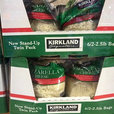Kirkland Signature Shredded Mozzarella cheese, 2 x 2.5 lb