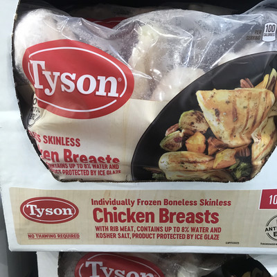 Tyson Frozen Chicken Breasts, Boneless Skinless, with Rib Meat 160.00 oz