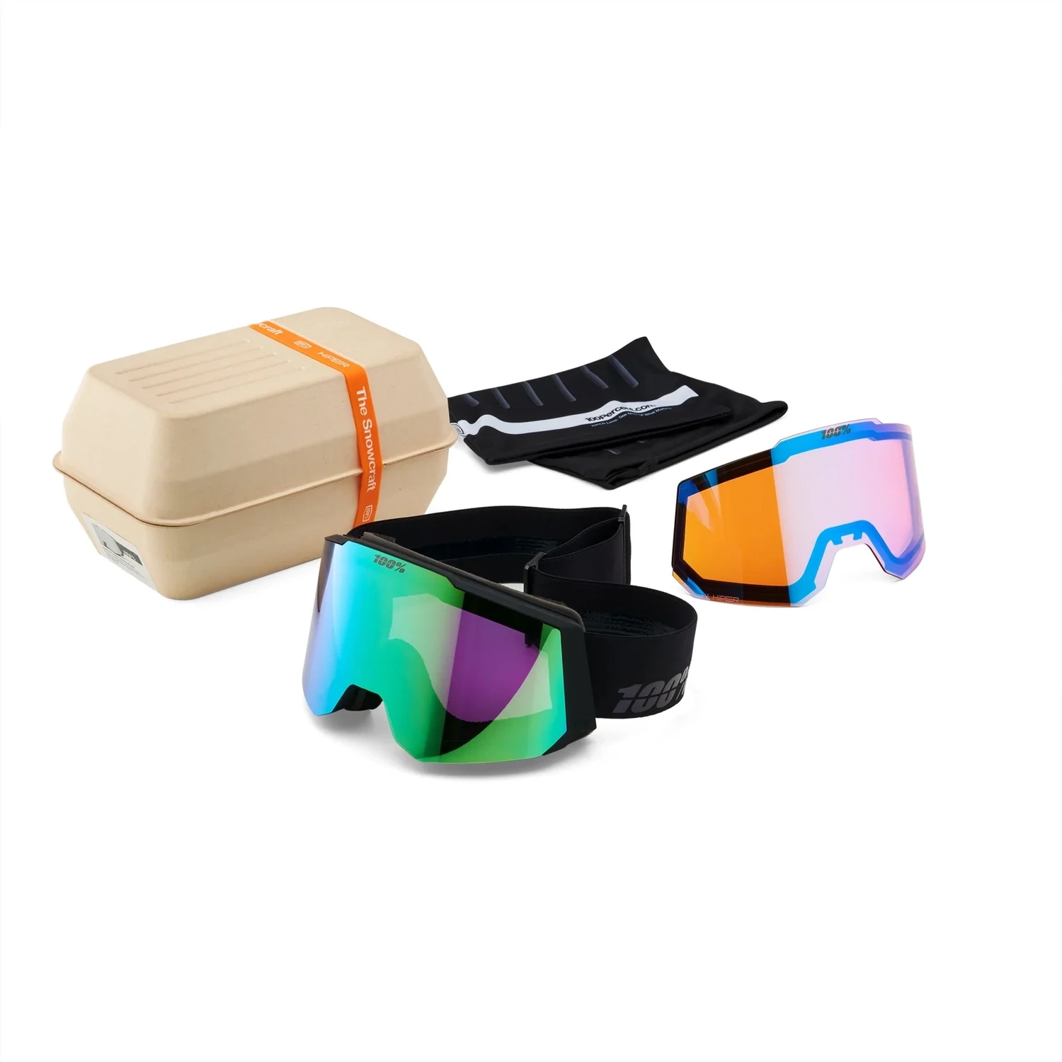 100% SNOWCRAFT HiPER Goggle White/Red Mirror Red Lens