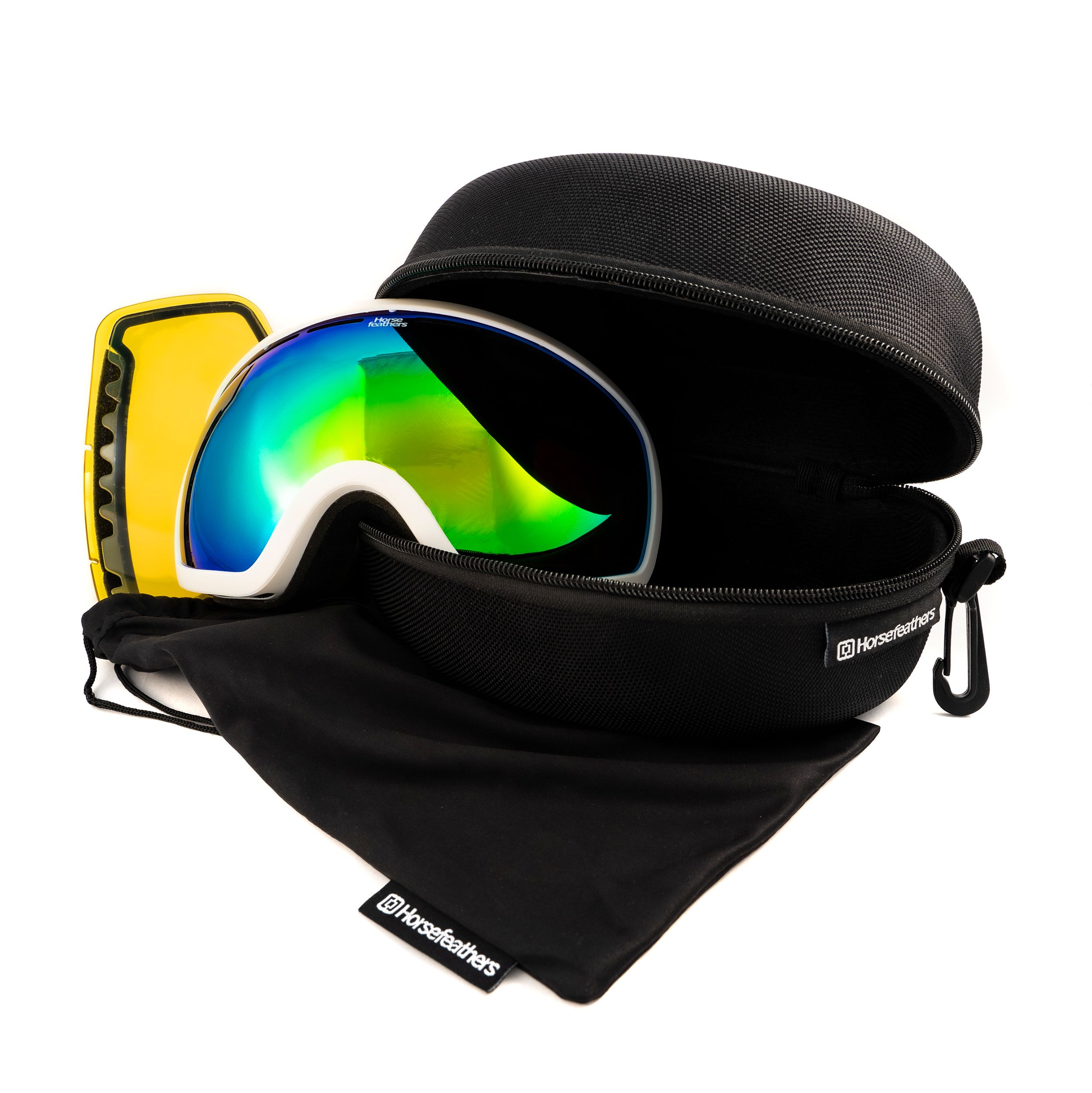 Horsefeathers Knox Goggle White Frame - Mirror Green Lenses Horsefeathers Knox Goggle White Frame - Mirror Green Lenses