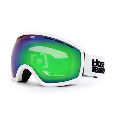 Horsefeathers Knox Goggle White Frame - Mirror Green Lenses AM187E