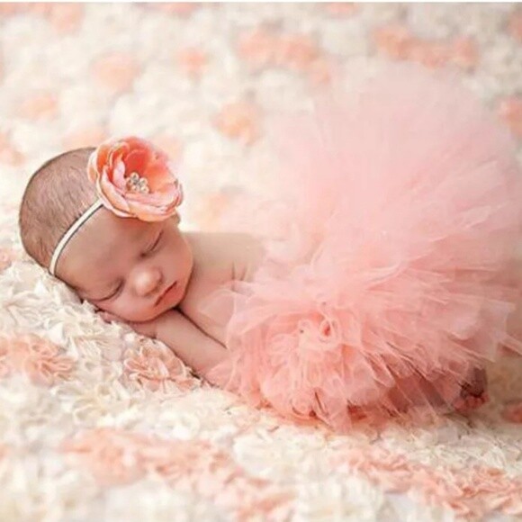 Newborn Baby Girl Photography Props Infant Costume Outfit Princess Baby Tutu Skirt with Headband Baby Photography Prop
