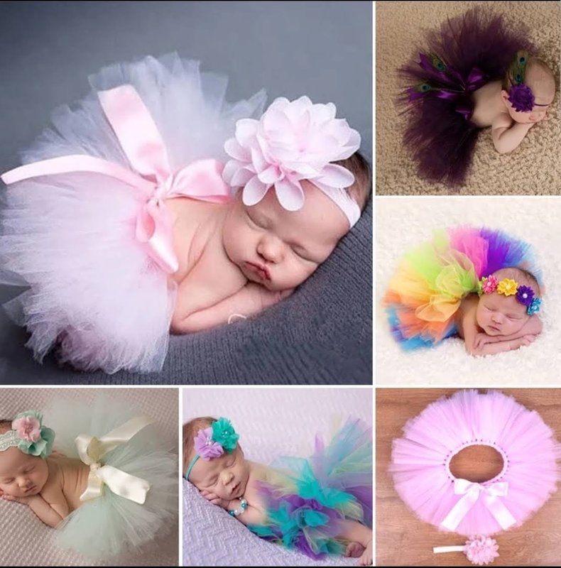 Newborn Photography Props Infant Costume Outfit Princess Baby Tutu Skirt with Headband Baby Photography Prop Newborn, 1- 3 months