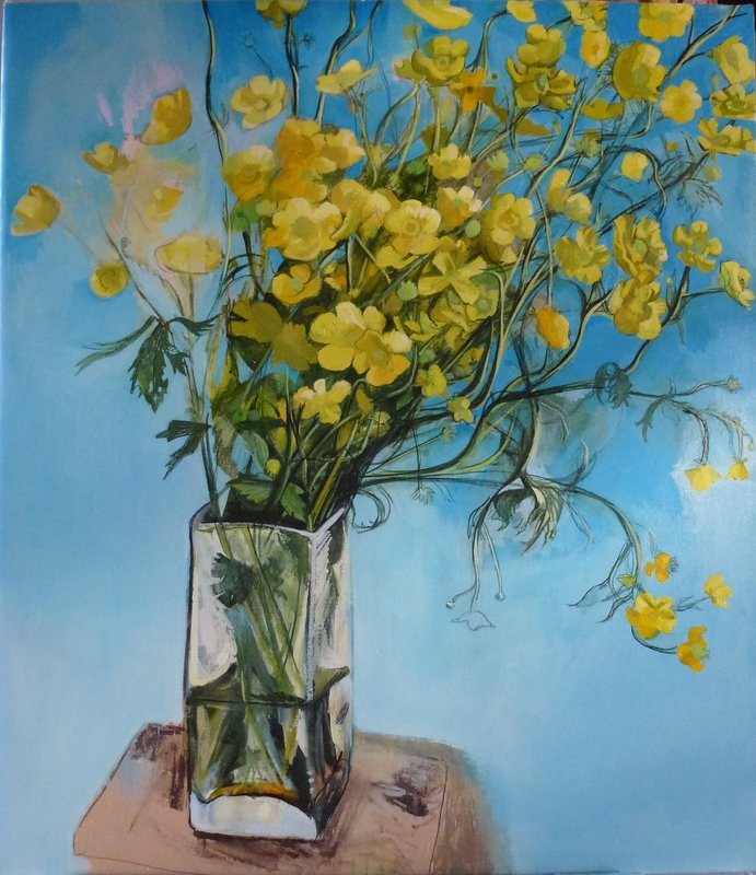 Buttercups, oil on canvas 95x71cm  37&quot;x 28&quot;