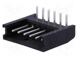 CONNETTORE 6 POLI  MASCHIO 90 GRADI AMP MODU 2; 2,54mm; THT CONTATTI DORATI