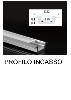 BARRE A LED CON SENSORE DI PRESENZA SU PROFILO AD INCASSO 14,4W/mt.