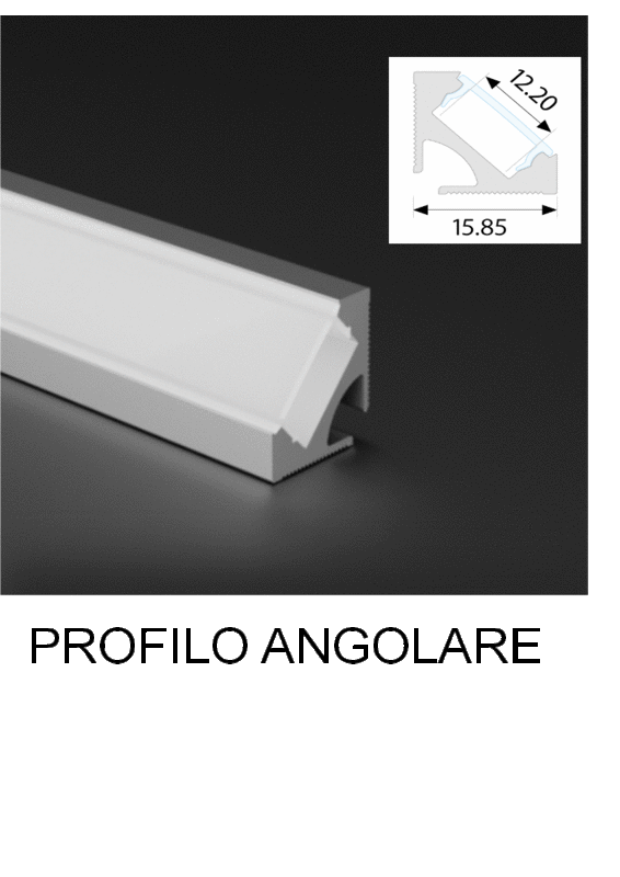 Barra led 14,4W/mt su profilo in alluminio angolare