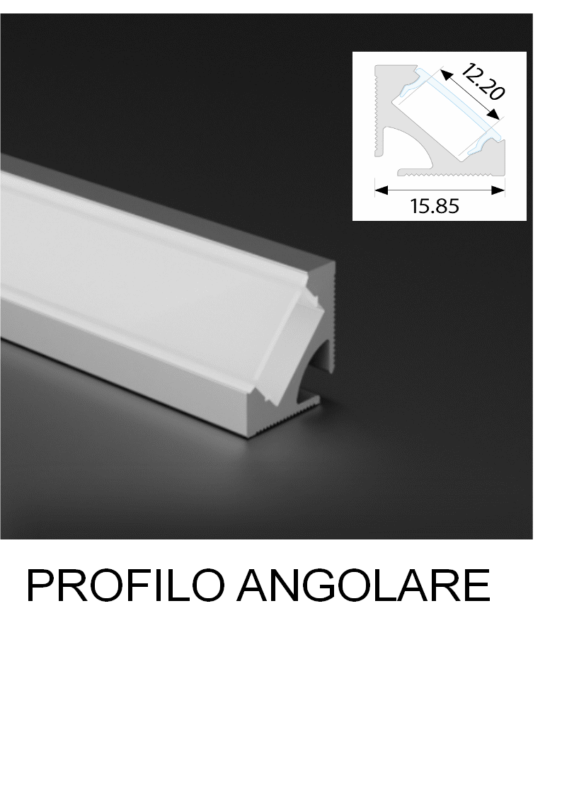 Barra led dimmerabile 20W/mt su profilo in alluminio angolare