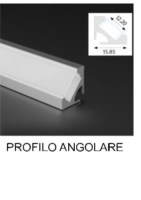 Barra led dimmerabile 14,4W/mt su profilo in alluminio angolare