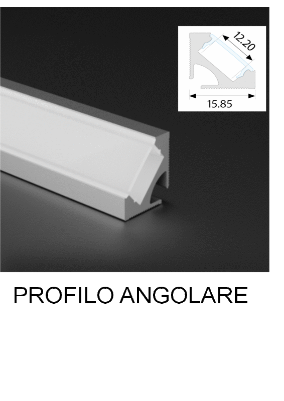 Barra led con sensore di presenza 14,4W/mt su profilo in alluminio angolare
