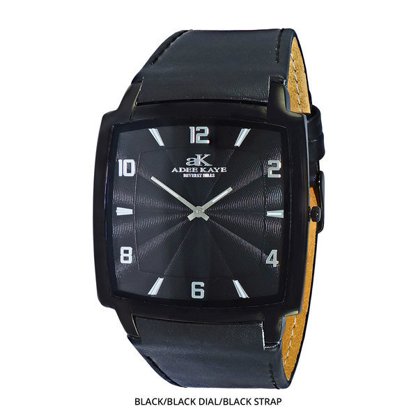 Kaye Men&#39;s Swiss Stainless Steel Watch with Genuine Leather Strap - Assorted Colors