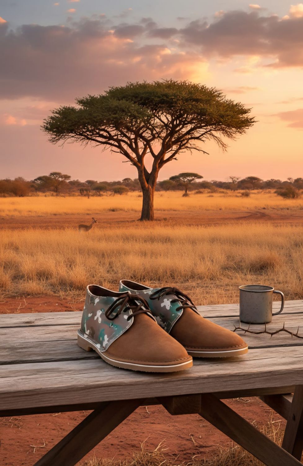 Mens  Camo Army  Vellies - Lace up