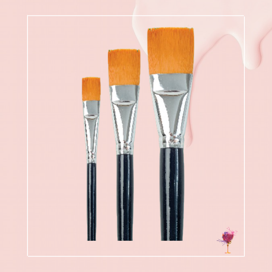 Synthetic Flat Brushes - Set of 3 Medium Size Brushes