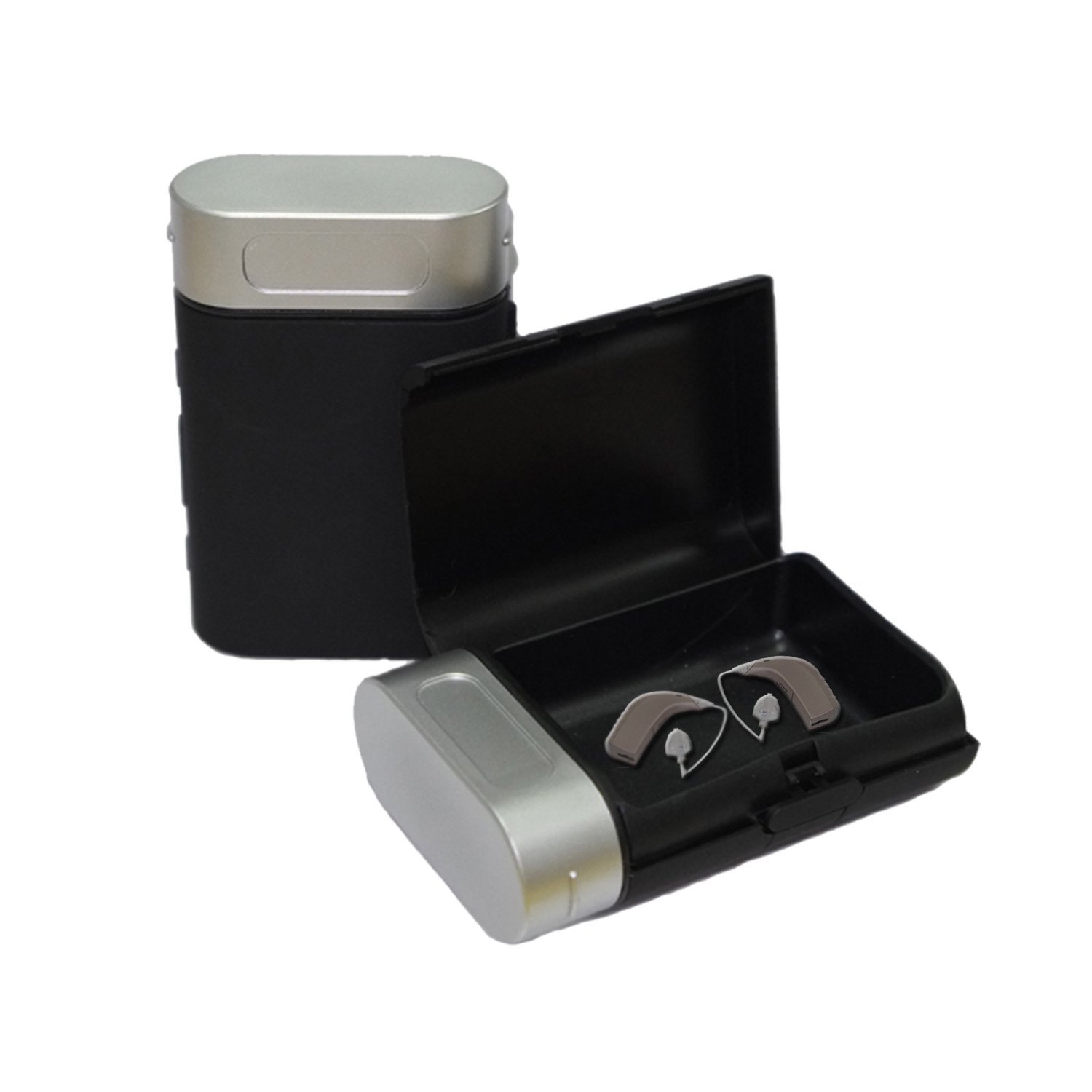 Starkey Black and Silver Hearing Aid Case with Battery Holder