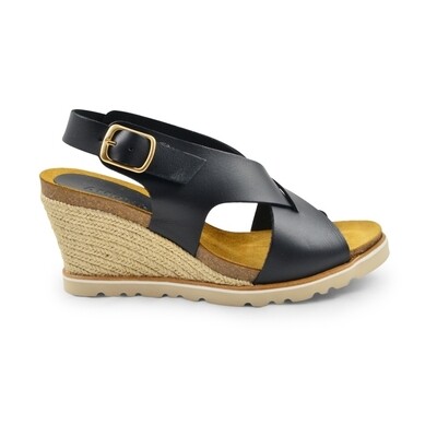Lea high wedge sandal black Amust Lea high wedge sandal black Amust