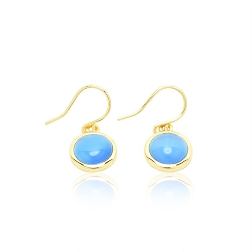 light blue cat eye ørering guld Zefina