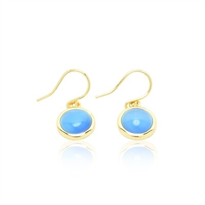 light blue cat eye ørering guld Zefina