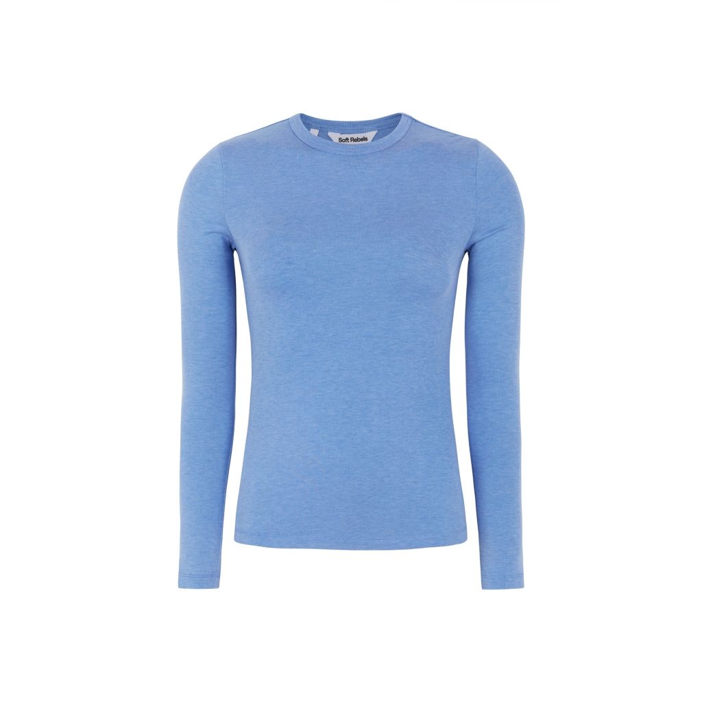 SRRoman o neck T shirt Azurine Melange Soft Rebels SRRoman o neck T shirt Azurine Melange Soft Rebels