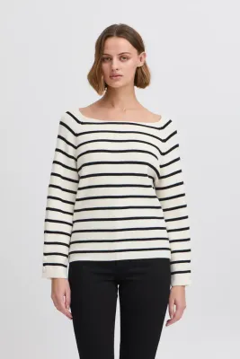 IHBoston long Sleeve (Birch w. Black stripe) ICHI IHBoston long Sleeve (Birch w. Black stripe) ICHI
