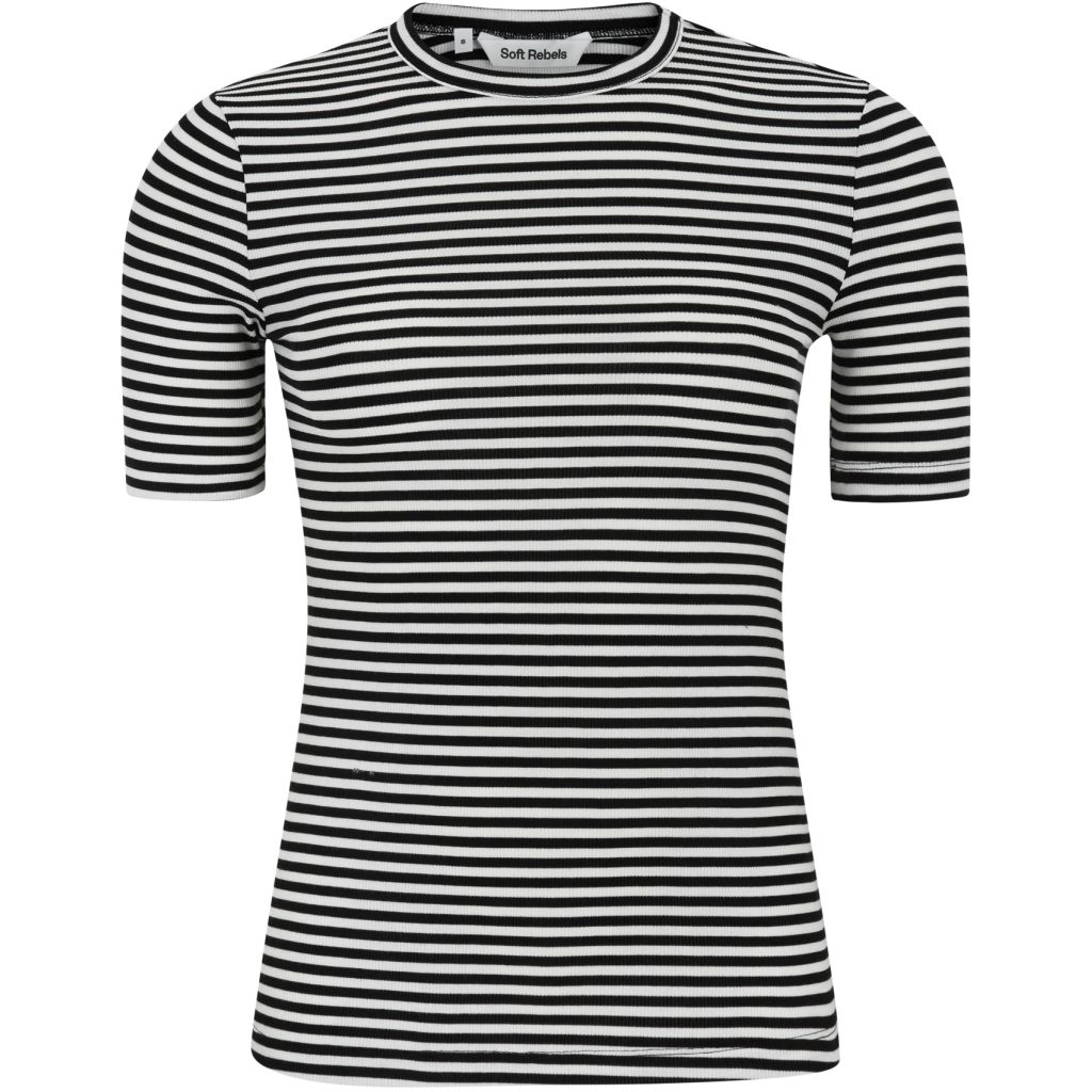 SRFenja Stripe Short Sleeve Top (Black) Soft Rebels SRFenja Stripe Short Sleeve Top (Black) Soft Rebels