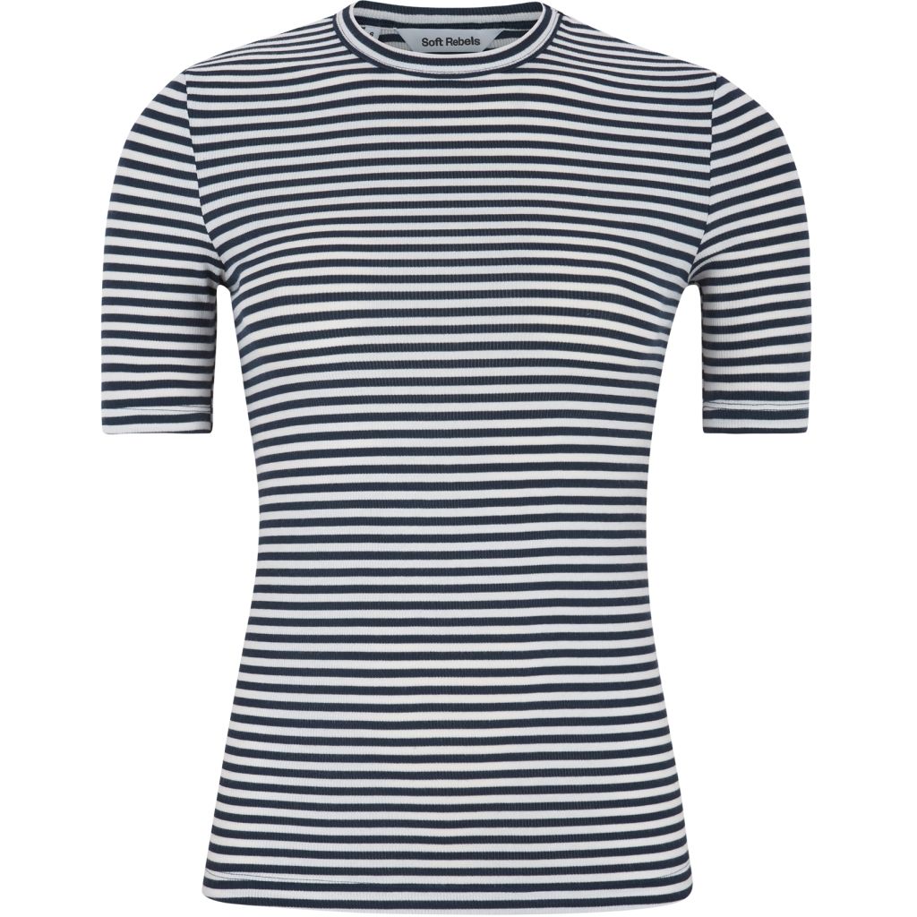 SRFenja Stripe Short Sleeve Top (Total Eclipse) Soft Rebels SRFenja Stripe Short Sleeve Top (Total Eclipse) Soft Rebels