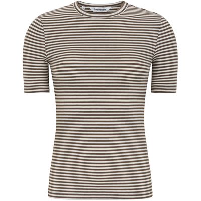 SRFenja stripe O-neck T shirt Coffee Quartz Soft rebels