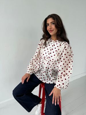 Silke Dot (White with Bordeaux Dots) Continue