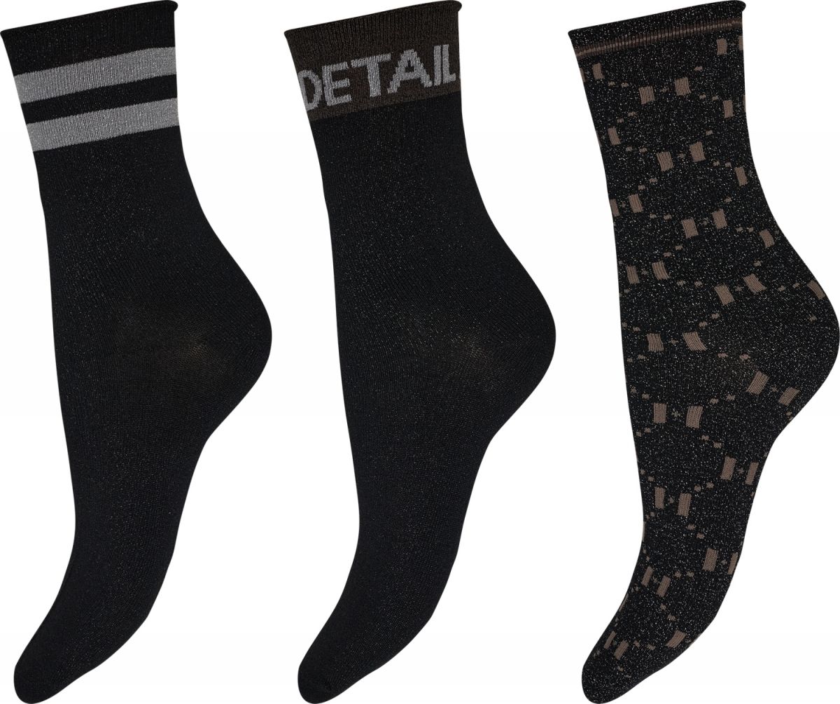 Ankelstrømper i boks - 3 par (Sort/Brun/Sølv) Hype The Detail Ankelstrømper i boks - 3 par (Sort/Brun/Sølv) Hype The Detail