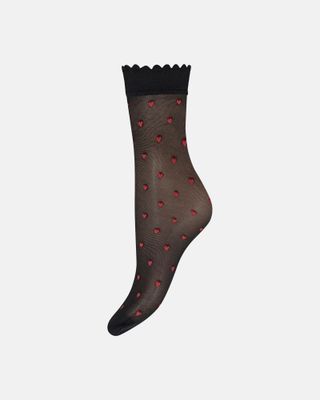 Socks (Black w. Red Hearts) Hype The Detail