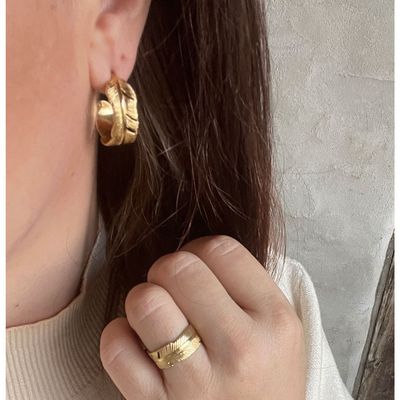 Leafy hoops 18 carat gold plated Wolff Jewelry
